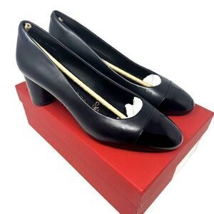 Hope‎ Rosa Karla Black Cap Toe Block Heel Slip On Pumps Made in Italy Size 39